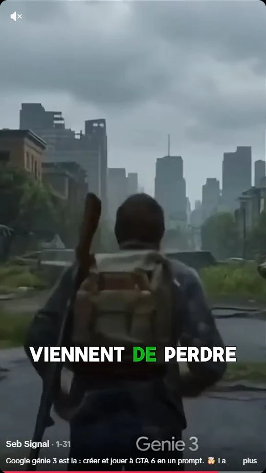 Extrait de la vidéo SebSignal Google Genie 3 : décor de jeu, sous-titres et signature Seb Signal.